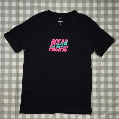 #ad Ocean Pacific T Shirt Neon Logo Size Large AU $30.00