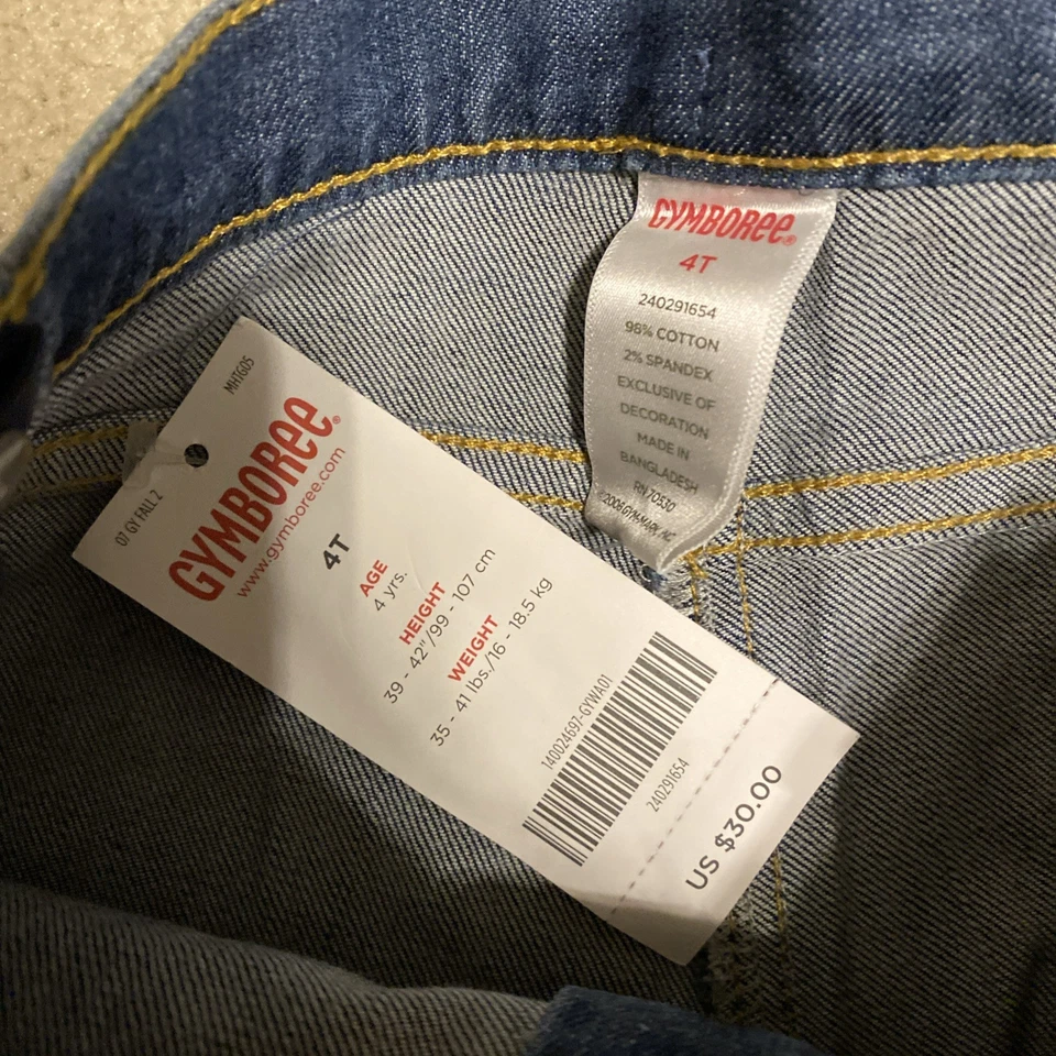 Nuevo con etiquetas Nuevo Gymboree Pantalones de mezclilla para niñas pequeñas Talla 4T Bordados Floral Bolsillos con lazo Foto 3 de 4