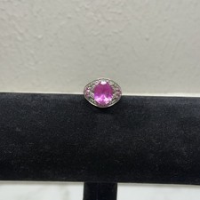VTG Sterling Silver 925 Cocktail Ring PINK Multiple Stones Women  s Sz 6