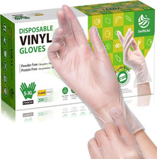 Disposable Vinyl Gloves, Food Safe, Latex-Free Powder-Free Clear Plastic Gloves