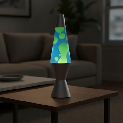 14.5  Retro Lava Lamp - Deep Ocean Motion Light with Green Wax & Blue Liquid