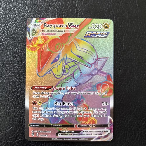 Pokémon TCG Evolving Skies Rayquaza VMAX Rainbow Secret Rare Card 217/203 Mint!
