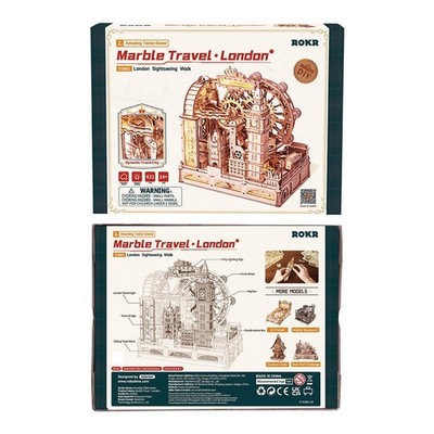Robotime 3D Kit ROKR Marble Travel London Holzpuzzle Zum Selbermachen Murmelbahn EGB01 