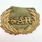 Antique Civil War GAR Hat Wreath Badge Stamped Brass Grand Army of the Republic