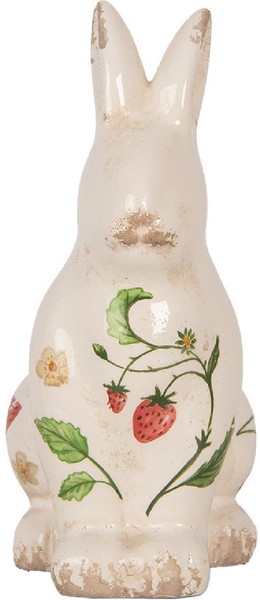 Clayre & Eef 6CE1960M Deko Kaninchen Keramik Beige Rot 13X10X21 Cm-image