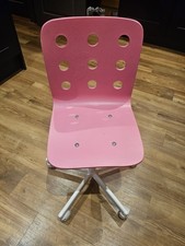 IKEA JULES Junior Desk Chair Pink Plywood Swivel Adjustable Height Kids Study