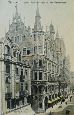 Postcard Munich Marienplatz Weinstrasse 1910