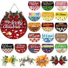 Vicenpal 22 Pcs Interchangeable Welcome Sign for Front Door with 17 Magnetic Ico