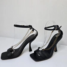 TopShop Strappy Chained High Heeled Sandal With Ankle Strap - Size 39 , 8.5 