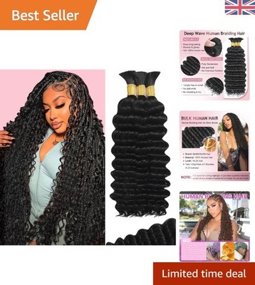 Unverarbeitete Brazilian Hair Extensions - 18 Inch Deep Wave, 120g zum Flechten