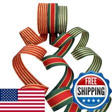 The Ribbon Factory Usa American Made 7/8 Christmas Striped Grosgrain Ribbon 1