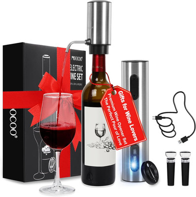 Electric Wine Opener Gift Set, Automatic Electric Wine Bottle Corkscrew Opener R