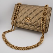Chanel Classic Quilted Wallet on Chain Gold M...