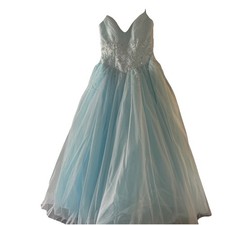 Tiffany Designs Ball Gown Dress Womens 8 Baby Blue Chiffon Beaded Formal