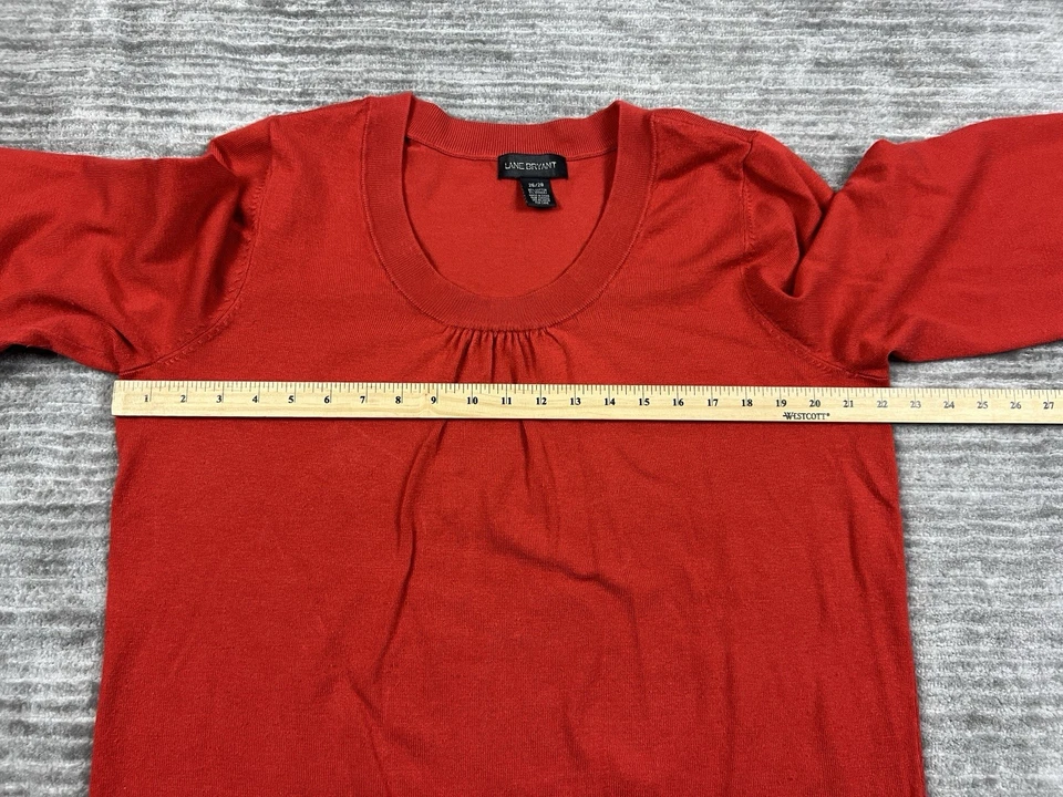 Suéter Lane Bryant Mujer 26/28 Naranja Manga Larga Mezcla Algodón Foto 4 de 4