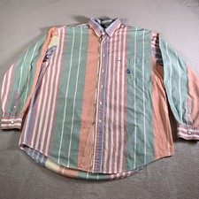Vintage Nautica Shirt Mens XL Multicolor Stripe Button Down Long Sleeve Cotton