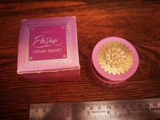Elusive Avon Cream Sachet Golden Frosted Pink Glass Pot Part Used 19g