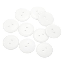 10pcs Resin Sewing Button 28mm 1 1/8-inch 2 Holes Round Craft Buttons White