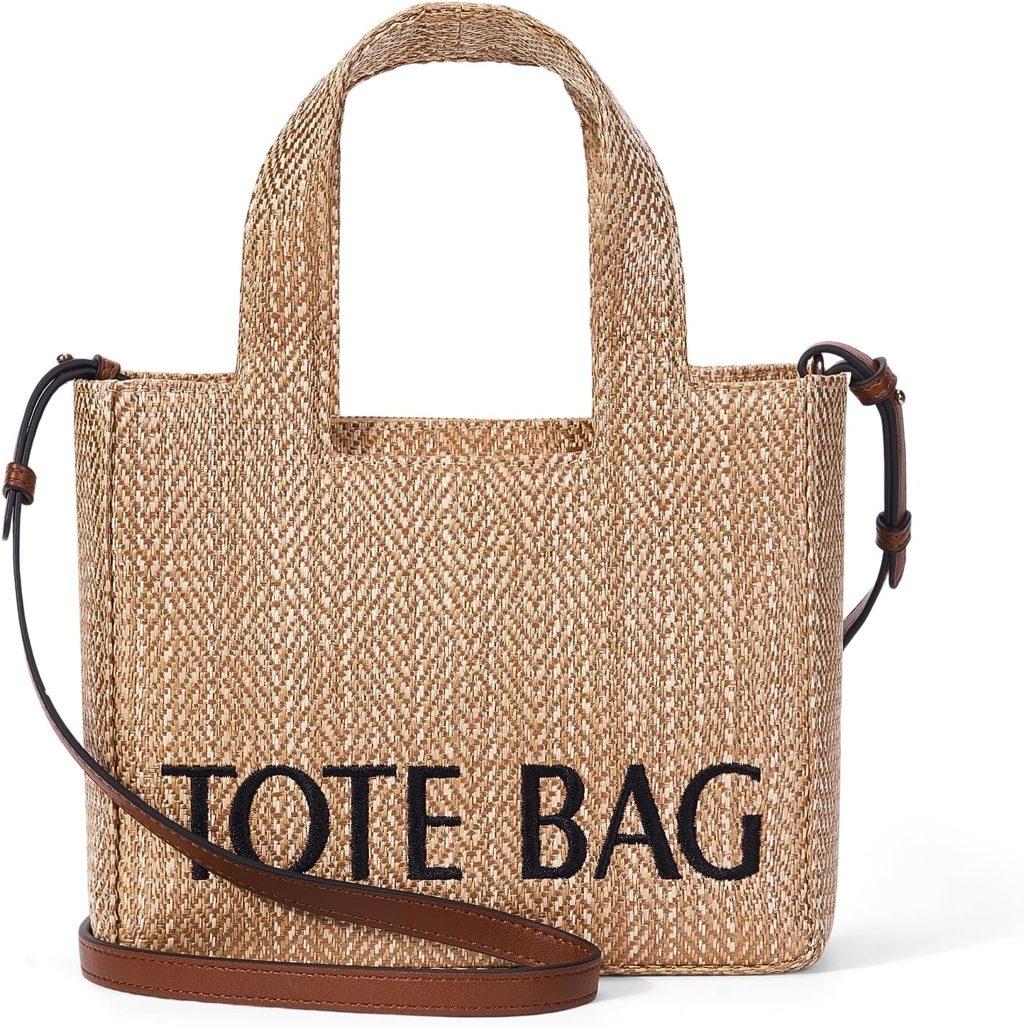 Small Straw Beach Tote Bag for Women - Woven Summer Vacation Handbag