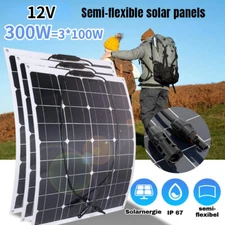 300W 12V Flexible Solar Panel Portable Power Mono Camping Home RV Battery Charge