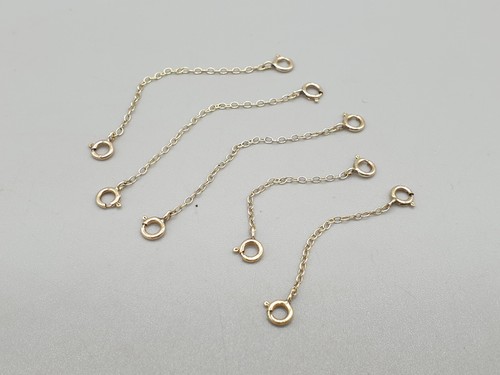 Job lot 5pcs 9ct Yellow Gold Safety Trace Chain Extender Spring Clasp 1.5" 2" - Picture 2 of 6
