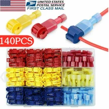 140pc T-Taps Wire Terminal Connectors Insulated 22-10 AWG Quick Splice Combo Kit