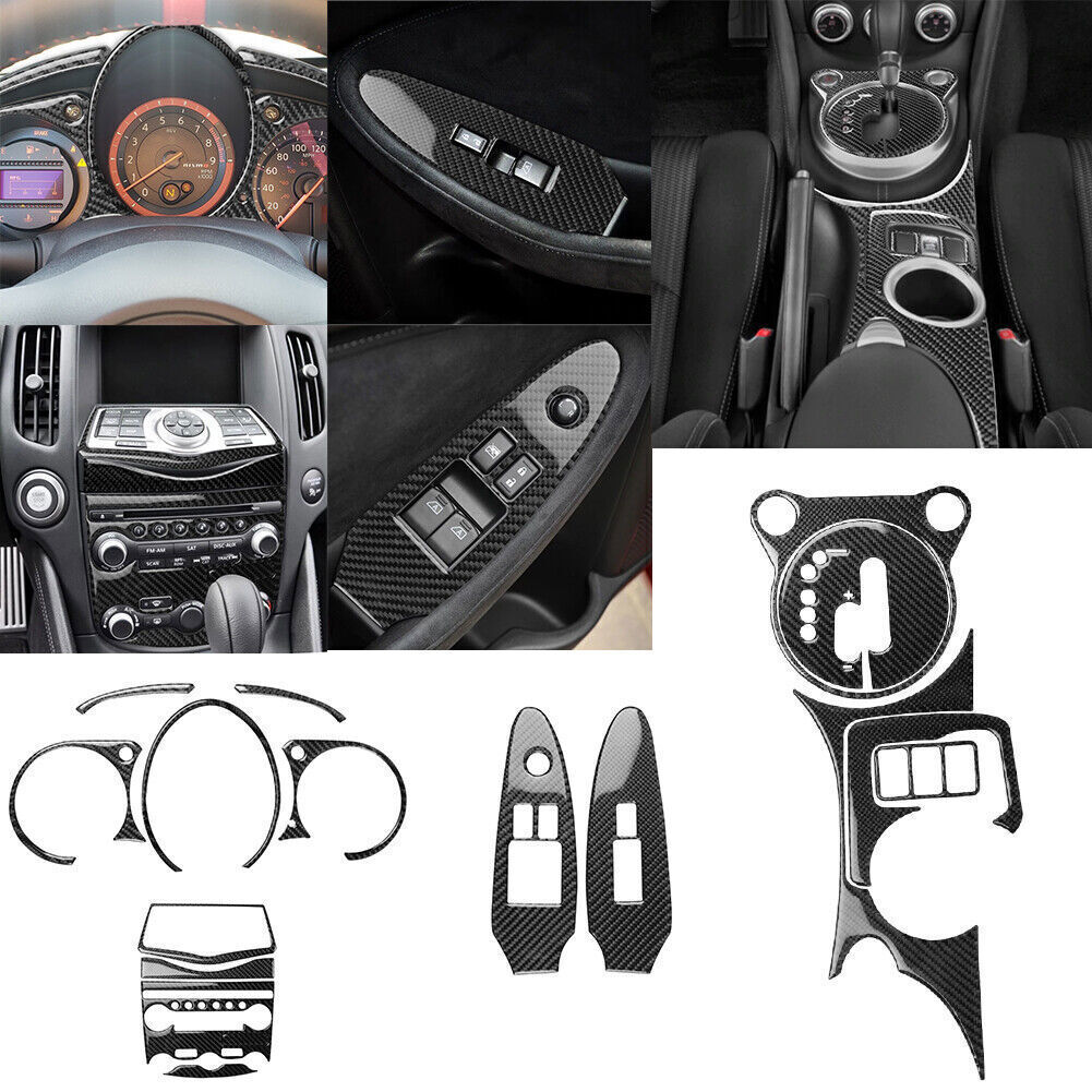 Carbon Fiber Car Interior Gear Shift Panel Decor Trim For Nissan 370Z 2009-2020