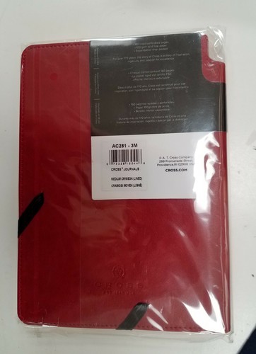 NEW CROSS Medium Crimson Journal Lined Acid Free Paper Notepad Diary Pen Pocket - Picture 2 of 2
