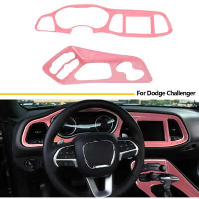 5x Pink Center Console Dash Gear Shift Decor Trim Kit for Dodge Challenger 2015+
