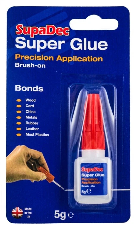 SupaDec Brush On Super Glue Adhesive Brush Applicator Wood Metal Plastics 5g