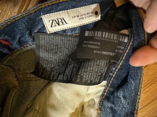 Zara Straight Leg Blue Washed Jeans Women US 6/28 Extra Long 34” Inseam NWT - 第 7/8 張圖片