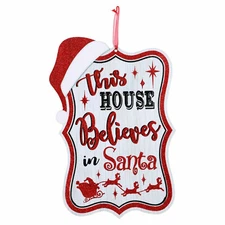 Country Christmas Sign-THIS HOUSE BELIEVES IN SANTA-Holiday Home Wall Decoration