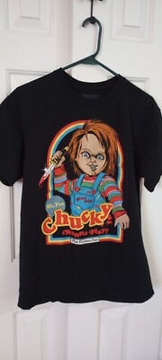 Official Chucky Wanna Play?  Black T Shirt Size Large Play Partners Toys