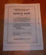 SEARS CRAFTSMAN 8 INCH BENCH SAW OWNERS MANUAL 103.22161 22161 TABLE
