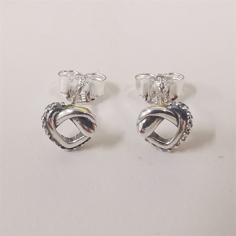 Pandora Knotted Hearts Stud Earrings in Sterling Silver-image