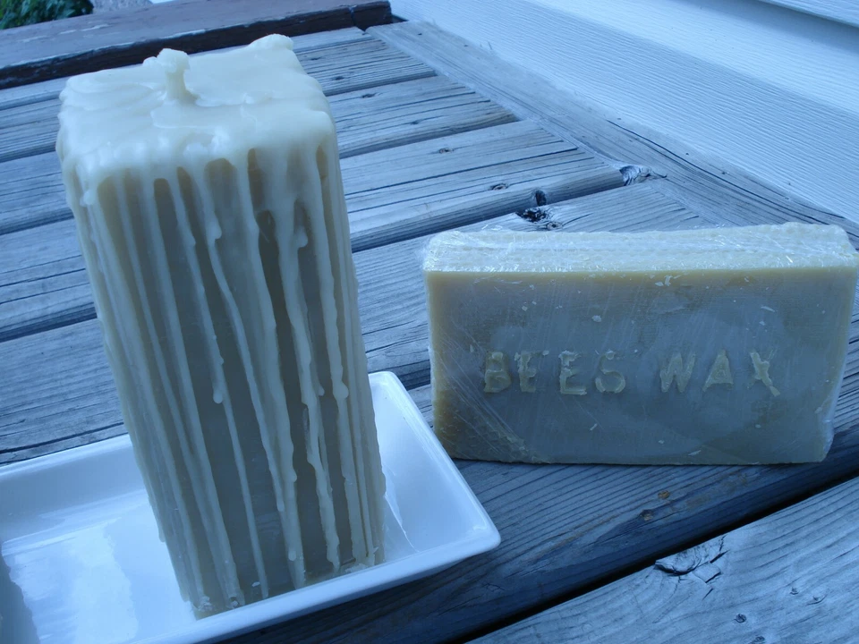 Vela medieval hecha a mano 100 % pura cera de abejas 1 pilar 3"x 7" envío una vez al mes 20th Foto 3 de 4