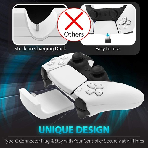 Fosmon Dual Charger Compatible with Sony PS5 Playstation 5 Dualsense Controllers - Picture 3 of 7