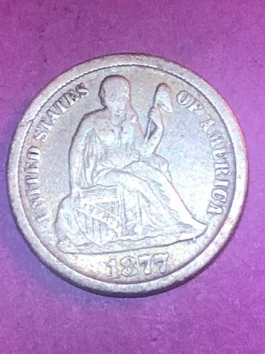 1877 CC LIBERTY SEATED RARE DIME Very Fine VF