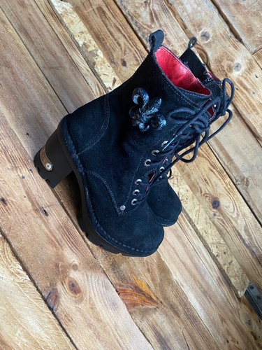 New rock black suede heel boots, Y2K, grunge Eu 36 US 6 - Picture 10 of 15