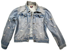 Body Central Womens Denim Jacket Large Blue Biker