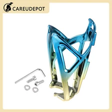 Lightweight Bike Water Bottle Cage Holder Plastic Blue Gold Tone Item of 1 Set
