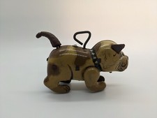 Rare Vintage Mid-century Wind Up Tail Wagging Bull Dog Tin Toy, Japan. Works 