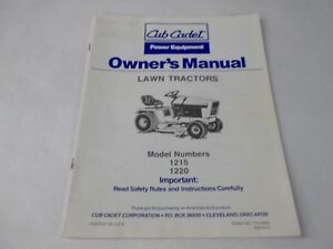 1215 & 1220 Cub Cadet Owners Manual Model No Tools & Workshop ...