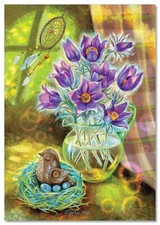 DREAM GRASS Spring Bouquet Still Life Fan ART Sytaya Russian NEW modern Postcard