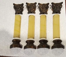 Antique Seth Thomas Adamantine Celluloid Mantle Clock Columns + Bases
