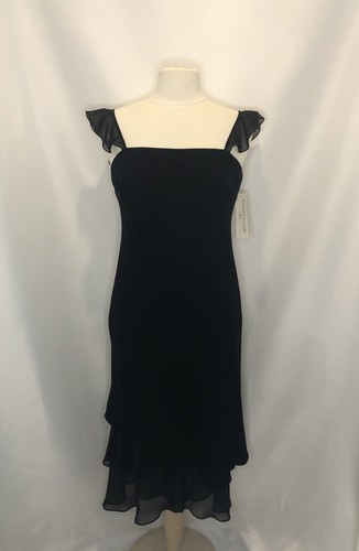 Evan-Picone Dress Size 10P Black Chiffon Tiered Dress Sleeveless Knee Length NWT - Picture 1 of 8