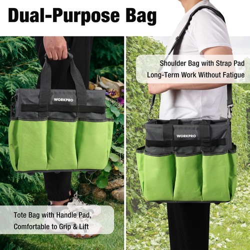 WORKPRO Garden Tote Bag w/10 Pocket Shoulder Strap Heavy Duty Gardening Tool Bag - Picture 7 of 10