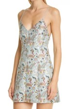 Alice + Olivia Tayla Structured Lantern Fantasy Waterfall Mini Dress Size 12 EUC