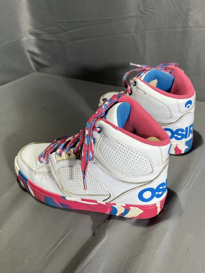 Osiris Zapatos Crooklyn Patinadora Niña Talla 4 Blanco Azul Rosa Zapatilla Alta LEER Foto 3 de 4