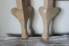 COPPIA DI GAMBE IN LEGNO GREZZO STILE ANTICO  RESTAURO POUF SGABELLO TAVOLINO